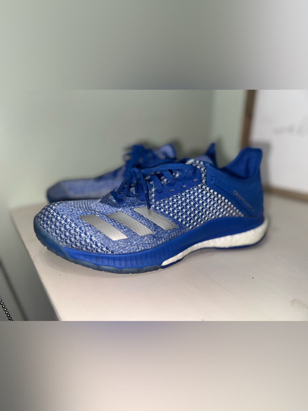 adidas crazy flight mid volleyball Blue and Silver Shoes